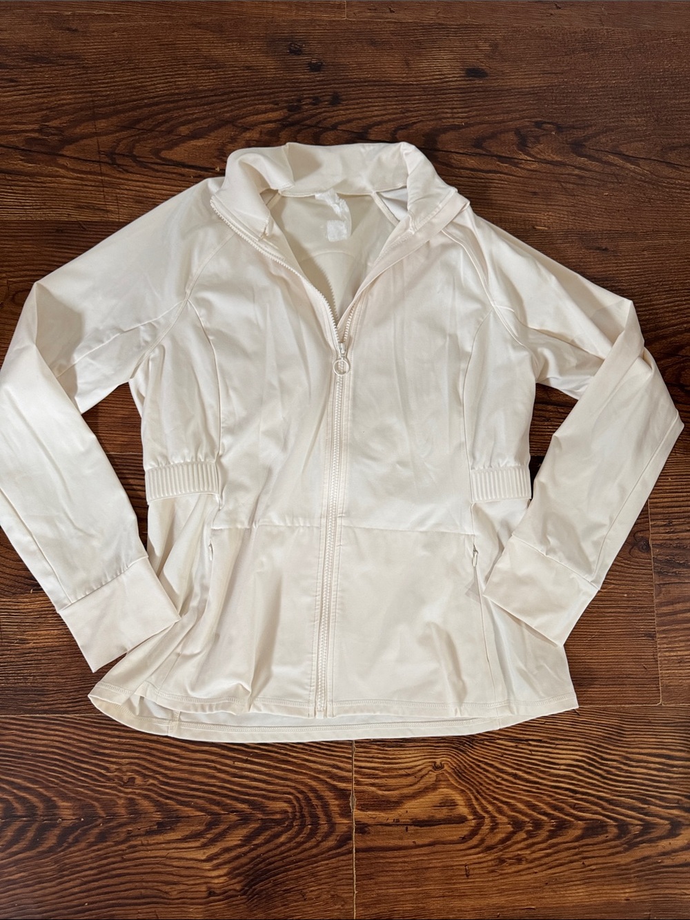 Fabletics Cream Zip-Up Hoodie Jacket size large